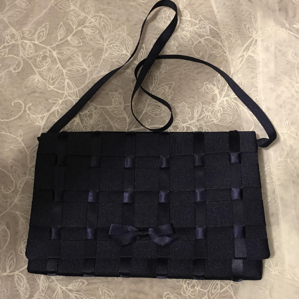 Vintage Grosgrain Satin Ribbon Basketweave Purse